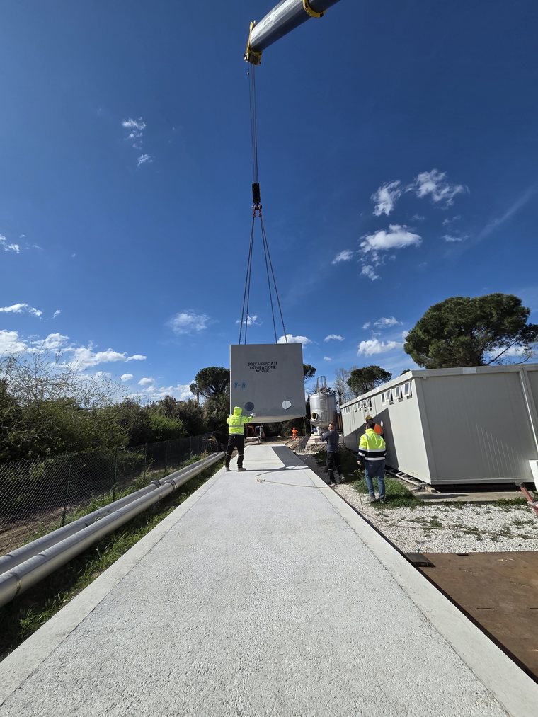 Vasche prefabbricate a Venturina - posizionamento della vasca