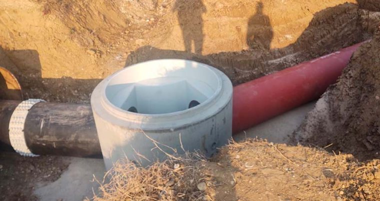 Pozzetto prefabbricato in calcestruzzo in cantiere